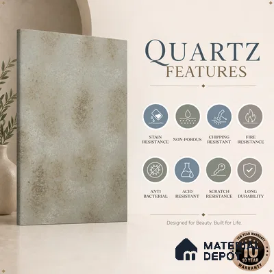 Belina Quartz QR 00332 Auric Imperial Gold Helsinki Series 10.5 ft x 5.35 ft Quartz - 20 mm | 10 Years and Replacement Warranty | Suitable for Kitchen, Restaurant, Counter Tops, Dining, Reception, office