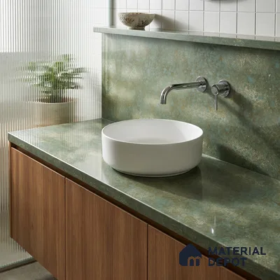Belina Quartz QR 00333 Verde Imperial Helsinki Series 10.5 ft x 5.35 ft Quartz - 20 mm | 10 Years and Replacement Warranty | Suitable for Kitchen, Restaurant, Counter Tops, Dining, Reception, office