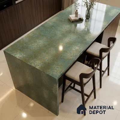Belina Quartz QR 00333 Verde Imperial Helsinki Series 10.5 ft x 5.35 ft Quartz - 20 mm | 10 Years and Replacement Warranty | Suitable for Kitchen, Restaurant, Counter Tops, Dining, Reception, office