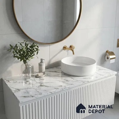 Belina Quartz QR 00336 Premium mystic gold Helsinki Series 10.5 ft x 5.35 ft Quartz - 20 mm | 10 Years and Replacement Warranty | Suitable for Kitchen, Restaurant, Counter Tops, Dining, Reception, office