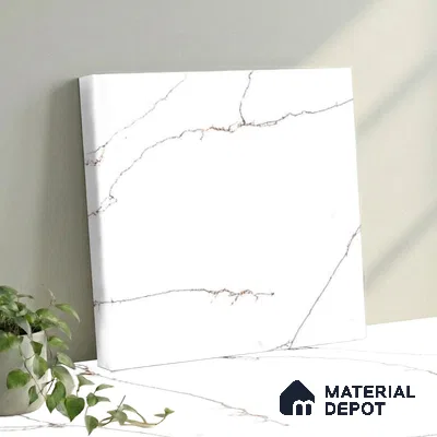Belina Quartz QR 00337 B Auric Vein Jumbo Helsinki Series 10.83 ft x 5.41 ft Quartz - 20 mm | 10 Years and Replacement Warranty | Suitable for Kitchen, Restaurant, Counter Tops, Dining, Reception, office