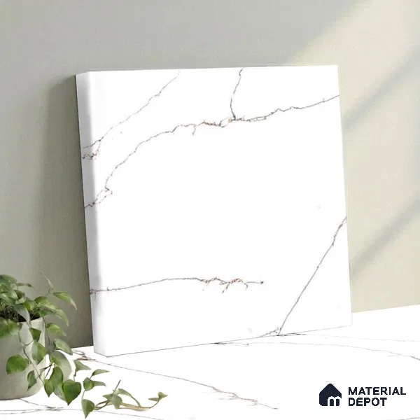 Belina Quartz QR 00337 B Auric Vein Jumbo Helsinki Series 10.83 ft x 5.41 ft Quartz - 20 mm | 10 Years and Replacement Warranty | Suitable for Kitchen, Restaurant, Counter Tops, Dining, Reception, office