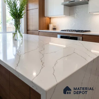 Belina Quartz QR 00337 Auric Vein Mini Jumbo Helsinki Series 10.53 ft x 4.79 ft Quartz - 20 mm | 10 Years and Replacement Warranty | Suitable for Kitchen, Restaurant, Counter Tops, Dining, Reception, office