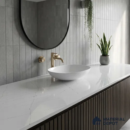 Belina Quartz QR 00338 Frosted Lattice Mini Jumbo Helsinki Series 10.53 ft x 4.79 ft Quartz - 20 mm | 10 Years and Replacement Warranty | Suitable for Kitchen, Restaurant, Counter Tops, Dining, Reception, office