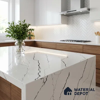 Belina Quartz QR 00339 B Obsidian Trace Jumbo Helsinki Series 10.83 ft x 5.41 ft Quartz - 20 mm | 10 Years and Replacement Warranty | Suitable for Kitchen, Restaurant, Counter Tops, Dining, Reception, office
