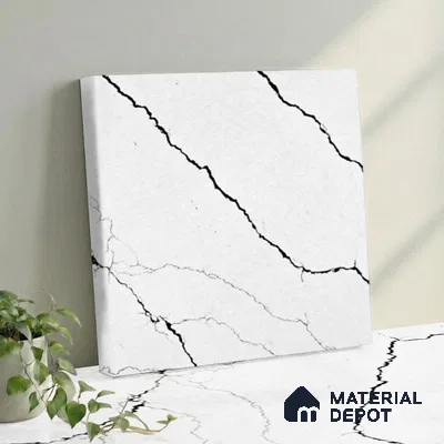 Belina Quartz QR 00339 B Obsidian Trace Jumbo Helsinki Series 10.83 ft x 5.41 ft Quartz - 20 mm | 10 Years and Replacement Warranty | Suitable for Kitchen, Restaurant, Counter Tops, Dining, Reception, office