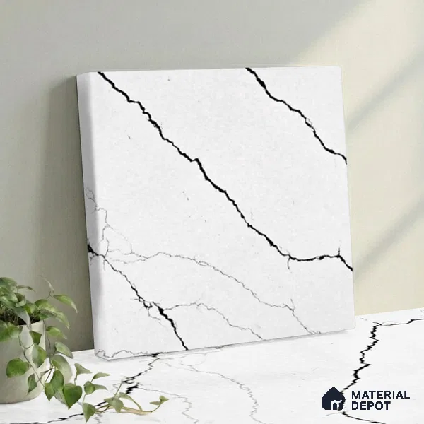 Belina Quartz QR 00339 B Obsidian Trace Jumbo Helsinki Series 10.83 ft x 5.41 ft Quartz - 20 mm | 10 Years and Replacement Warranty | Suitable for Kitchen, Restaurant, Counter Tops, Dining, Reception, office