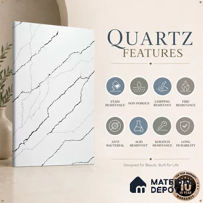 Belina Quartz QR 00339 B Obsidian Trace Jumbo Helsinki Series 10.83 ft x 5.41 ft Quartz - 20 mm | 10 Years and Replacement Warranty | Suitable for Kitchen, Restaurant, Counter Tops, Dining, Reception, office