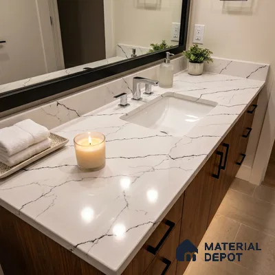 Belina Quartz QR 00339 Obsidian Trace Mini Jumbo Helsinki Series 10.53 ft x 4.79 ft Quartz - 20 mm | 10 Years and Replacement Warranty | Suitable for Kitchen, Restaurant, Counter Tops, Dining, Reception, office
