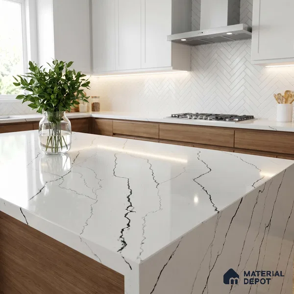 Belina Quartz QR 00339 Obsidian Trace Mini Jumbo Helsinki Series 10.53 ft x 4.79 ft Quartz - 20 mm | 10 Years and Replacement Warranty | Suitable for Kitchen, Restaurant, Counter Tops, Dining, Reception, office