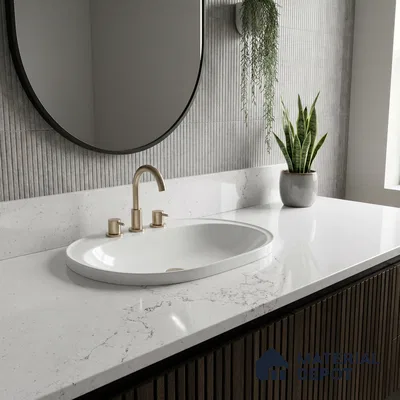 Belina Quartz QR 00340 B Frosted Veil Jumbo Helsinki Series 10.83 ft x 5.41 ft Quartz - 20 mm | 10 Years and Replacement Warranty | Suitable for Kitchen, Restaurant, Counter Tops, Dining, Reception, office