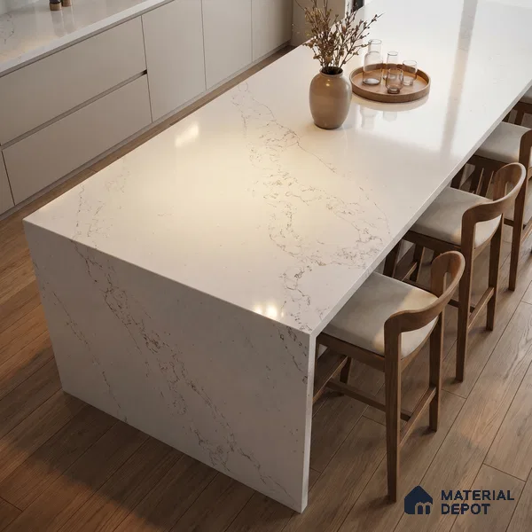 Belina Quartz QR 00340 B Frosted Veil Jumbo Helsinki Series 10.83 ft x 5.41 ft Quartz - 20 mm | 10 Years and Replacement Warranty | Suitable for Kitchen, Restaurant, Counter Tops, Dining, Reception, office