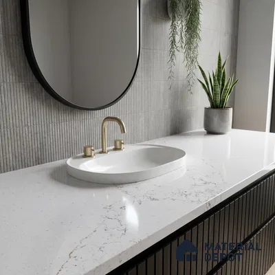 Belina Quartz QR 00340 Frosted Veil Mini Jumbo Helsinki Series 10.53 ft x 4.79 ft Quartz - 20 mm | 10 Years and Replacement Warranty | Suitable for Kitchen, Restaurant, Counter Tops, Dining, Reception, office