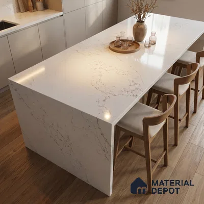 Belina Quartz QR 00340 Frosted Veil Mini Jumbo Helsinki Series 10.53 ft x 4.79 ft Quartz - 20 mm | 10 Years and Replacement Warranty | Suitable for Kitchen, Restaurant, Counter Tops, Dining, Reception, office