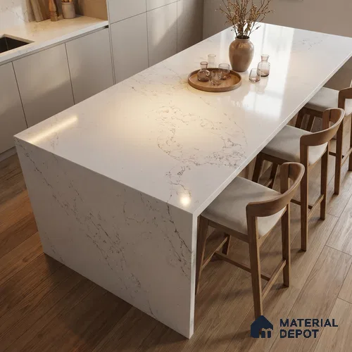 Belina Quartz QR 00340 Frosted Veil Mini Jumbo Helsinki Series 10.53 ft x 4.79 ft Quartz - 20 mm | 10 Years and Replacement Warranty | Suitable for Kitchen, Restaurant, Counter Tops, Dining, Reception, office