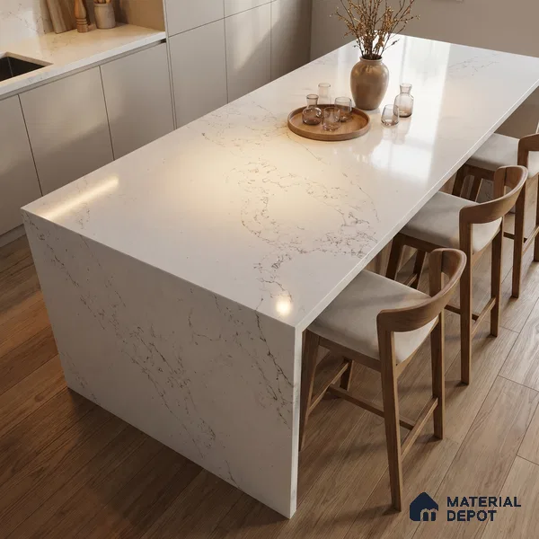 Belina Quartz QR 00340 Frosted Veil Mini Jumbo Helsinki Series 10.53 ft x 4.79 ft Quartz - 20 mm | 10 Years and Replacement Warranty | Suitable for Kitchen, Restaurant, Counter Tops, Dining, Reception, office