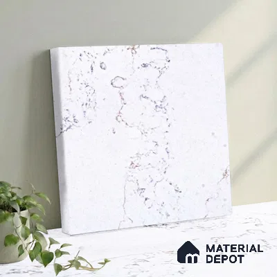 Belina Quartz QR 00340 Frosted Veil Mini Jumbo Helsinki Series 10.53 ft x 4.79 ft Quartz - 20 mm | 10 Years and Replacement Warranty | Suitable for Kitchen, Restaurant, Counter Tops, Dining, Reception, office