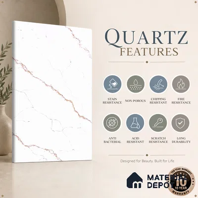 Belina Quartz QR 00341 B Rosso Vein Jumbo Helsinki Series 10.83 ft x 5.41 ft Quartz - 20 mm | 10 Years and Replacement Warranty | Suitable for Kitchen, Restaurant, Counter Tops, Dining, Reception, office