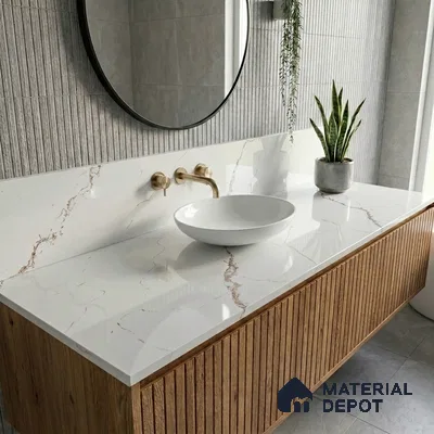 Belina Quartz QR 00341 Rosso Vein Mini Jumbo Helsinki Series 10.53 ft x 4.79 ft Quartz - 20 mm | 10 Years and Replacement Warranty | Suitable for Kitchen, Restaurant, Counter Tops, Dining, Reception, office