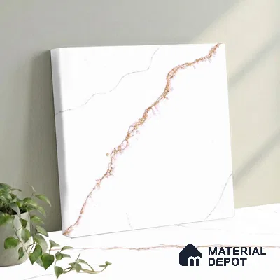 Belina Quartz QR 00341 Rosso Vein Mini Jumbo Helsinki Series 10.53 ft x 4.79 ft Quartz - 20 mm | 10 Years and Replacement Warranty | Suitable for Kitchen, Restaurant, Counter Tops, Dining, Reception, office