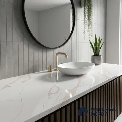 Belina Quartz QR 00342 B Verona Drift Jumbo Helsinki Series 10.83 ft x 5.41 ft Quartz - 20 mm | 10 Years and Replacement Warranty | Suitable for Kitchen, Restaurant, Counter Tops, Dining, Reception, office