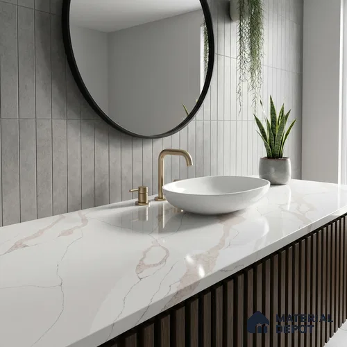 Belina Quartz QR 00342 B Verona Drift Jumbo Helsinki Series 10.83 ft x 5.41 ft Quartz - 20 mm | 10 Years and Replacement Warranty | Suitable for Kitchen, Restaurant, Counter Tops, Dining, Reception, office
