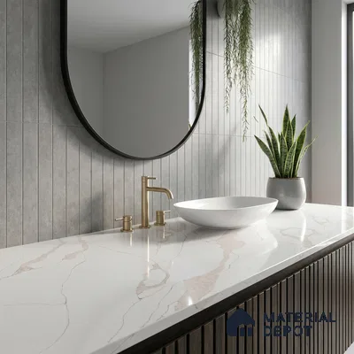 Belina Quartz QR 00342 Verona Drift Mini Jumbo Helsinki Series 10.53 ft x 4.79 ft Quartz - 20 mm | 10 Years and Replacement Warranty | Suitable for Kitchen, Restaurant, Counter Tops, Dining, Reception, office