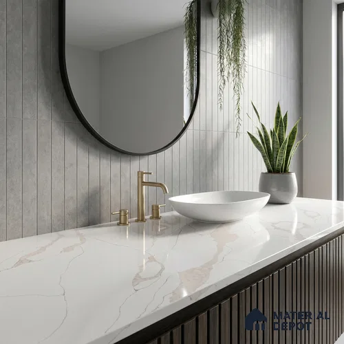 Belina Quartz QR 00342 Verona Drift Mini Jumbo Helsinki Series 10.53 ft x 4.79 ft Quartz - 20 mm | 10 Years and Replacement Warranty | Suitable for Kitchen, Restaurant, Counter Tops, Dining, Reception, office