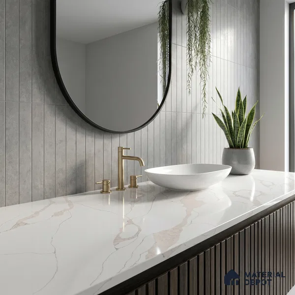Belina Quartz QR 00342 Verona Drift Mini Jumbo Helsinki Series 10.53 ft x 4.79 ft Quartz - 20 mm | 10 Years and Replacement Warranty | Suitable for Kitchen, Restaurant, Counter Tops, Dining, Reception, office