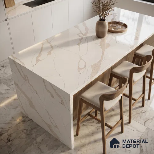 Belina Quartz QR 00342 Verona Drift Mini Jumbo Helsinki Series 10.53 ft x 4.79 ft Quartz - 20 mm | 10 Years and Replacement Warranty | Suitable for Kitchen, Restaurant, Counter Tops, Dining, Reception, office