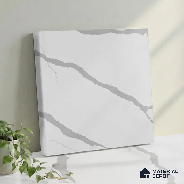 Belina Quartz QR 00345 B Arctic Cascade Jumbo Helsinki Series 10.83 ft x 5.41 ft Quartz - 20 mm | 10 Years and Replacement Warranty | Suitable for Kitchen, Restaurant, Counter Tops, Dining, Reception, office