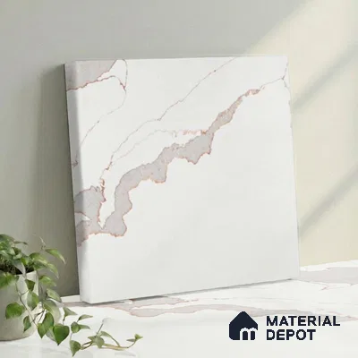 Belina Quartz QR 00347 Ivory Cascade Mini Jumbo Helsinki Series 10.53 ft x 4.79 ft Quartz - 20 mm | 10 Years and Replacement Warranty | Suitable for Kitchen, Restaurant, Counter Tops, Dining, Reception, office