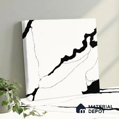 Belina Quartz QR 00348 Noir Cascade Mini Jumbo Helsinki Series 10.53 ft x 4.79 ft Quartz - 20 mm | 10 Years and Replacement Warranty | Suitable for Kitchen, Restaurant, Counter Tops, Dining, Reception, office