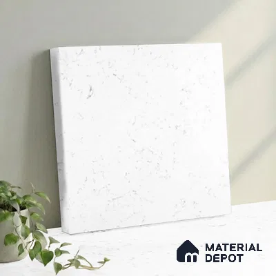 Belina Quartz QR 00350 Frosted Carrara Mini Jumbo Helsinki Series 10.53 ft x 4.79 ft Quartz - 20 mm | 10 Years and Replacement Warranty | Suitable for Kitchen, Restaurant, Counter Tops, Dining, Reception, office
