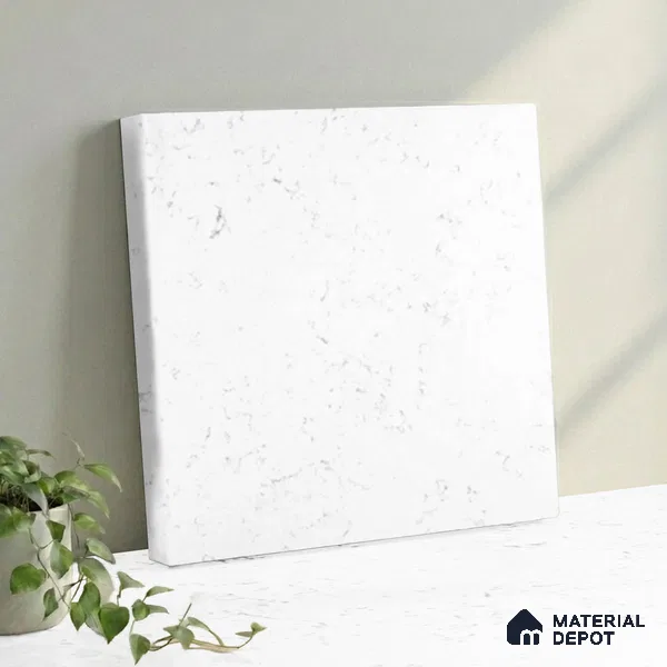 Belina Quartz QR 00350 Frosted Carrara Mini Jumbo Helsinki Series 10.53 ft x 4.79 ft Quartz - 20 mm | 10 Years and Replacement Warranty | Suitable for Kitchen, Restaurant, Counter Tops, Dining, Reception, office