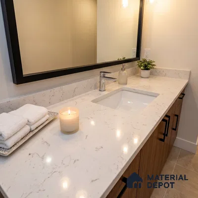 Belina Quartz QR 00351 B Aurora Veil Jumbo Helsinki Series 10.83 ft x 5.41 ft Quartz - 20 mm | 10 Years and Replacement Warranty | Suitable for Kitchen, Restaurant, Counter Tops, Dining, Reception, office