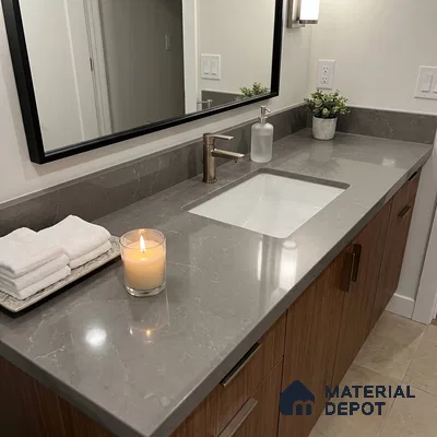 Belina Quartz QR 00352 B Urban Slate Jumbo Helsinki Series 10.83 ft x 5.41 ft Quartz - 20 mm | 10 Years and Replacement Warranty | Suitable for Kitchen, Restaurant, Counter Tops, Dining, Reception, office