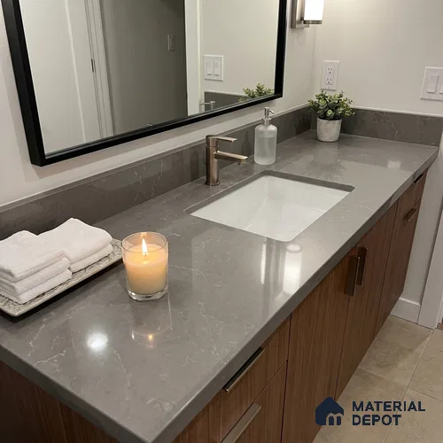 Belina Quartz QR 00352 B Urban Slate Jumbo Helsinki Series 10.83 ft x 5.41 ft Quartz - 20 mm | 10 Years and Replacement Warranty | Suitable for Kitchen, Restaurant, Counter Tops, Dining, Reception, office