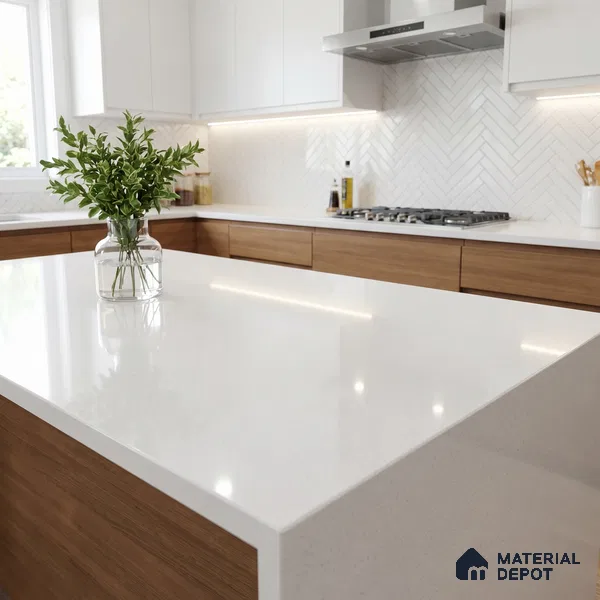 Belina Quartz QR 00354 B Frosted Mist Jumbo Helsinki Series 10.83 ft x 5.41 ft Quartz - 20 mm | 10 Years and Replacement Warranty | Suitable for Kitchen, Restaurant, Counter Tops, Dining, Reception, office