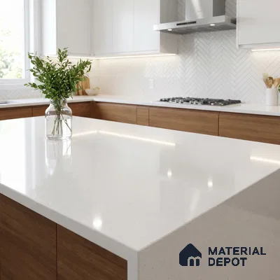 Belina Quartz QR 00354 Frosted Mist Mini Jumbo Helsinki Series 10.53 ft x 4.79 ft Quartz - 20 mm | 10 Years and Replacement Warranty | Suitable for Kitchen, Restaurant, Counter Tops, Dining, Reception, office