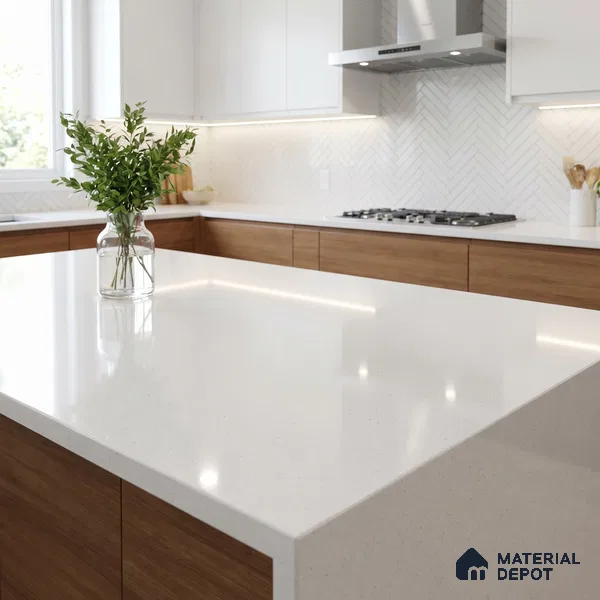 Belina Quartz QR 00354 Frosted Mist Mini Jumbo Helsinki Series 10.53 ft x 4.79 ft Quartz - 20 mm | 10 Years and Replacement Warranty | Suitable for Kitchen, Restaurant, Counter Tops, Dining, Reception, office