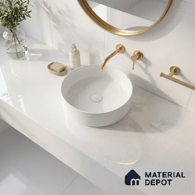Belina Quartz QR 00355 B Frosted Pearl Jumbo Helsinki Series 10.83 ft x 5.41 ft Quartz - 20 mm | 10 Years and Replacement Warranty | Suitable for Kitchen, Restaurant, Counter Tops, Dining, Reception, office