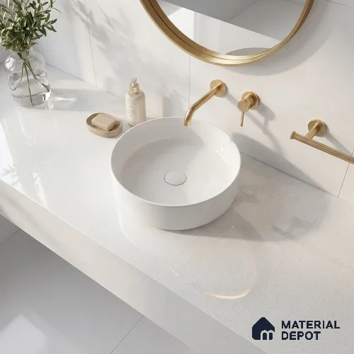 Belina Quartz QR 00355 B Frosted Pearl Jumbo Helsinki Series 10.83 ft x 5.41 ft Quartz - 20 mm | 10 Years and Replacement Warranty | Suitable for Kitchen, Restaurant, Counter Tops, Dining, Reception, office