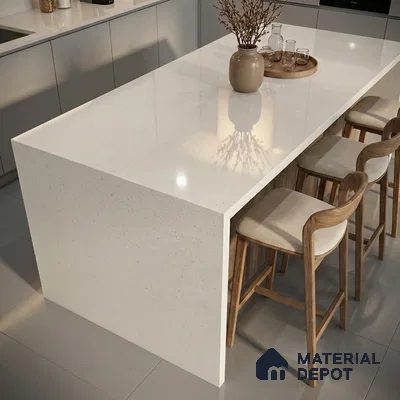Belina Quartz QR 00355 B Frosted Pearl Jumbo Helsinki Series 10.83 ft x 5.41 ft Quartz - 20 mm | 10 Years and Replacement Warranty | Suitable for Kitchen, Restaurant, Counter Tops, Dining, Reception, office