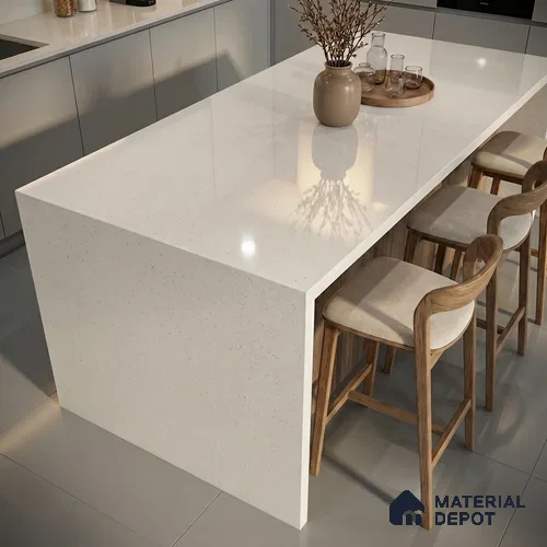 Belina Quartz QR 00355 B Frosted Pearl Jumbo Helsinki Series 10.83 ft x 5.41 ft Quartz - 20 mm | 10 Years and Replacement Warranty | Suitable for Kitchen, Restaurant, Counter Tops, Dining, Reception, office