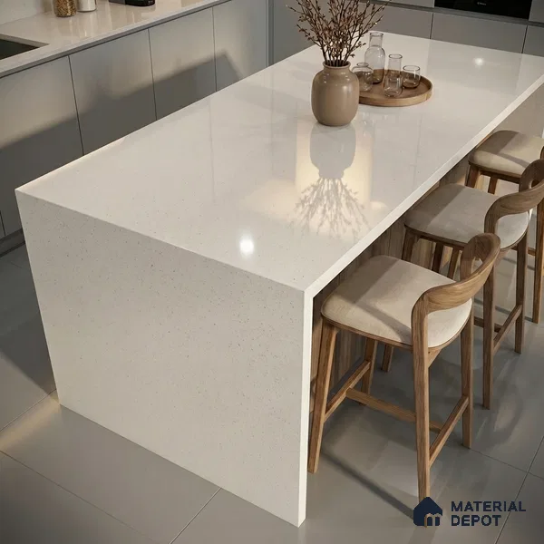 Belina Quartz QR 00355 B Frosted Pearl Jumbo Helsinki Series 10.83 ft x 5.41 ft Quartz - 20 mm | 10 Years and Replacement Warranty | Suitable for Kitchen, Restaurant, Counter Tops, Dining, Reception, office