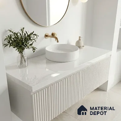 Belina Quartz QR 00355 Frosted Pearl Mini Jumbo Helsinki Series 10.53 ft x 4.79 ft Quartz - 20 mm | 10 Years and Replacement Warranty | Suitable for Kitchen, Restaurant, Counter Tops, Dining, Reception, office