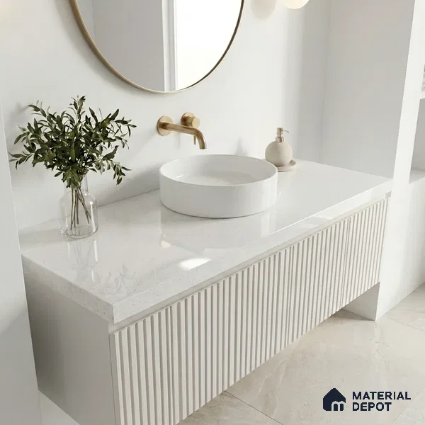 Belina Quartz QR 00355 Frosted Pearl Mini Jumbo Helsinki Series 10.53 ft x 4.79 ft Quartz - 20 mm | 10 Years and Replacement Warranty | Suitable for Kitchen, Restaurant, Counter Tops, Dining, Reception, office