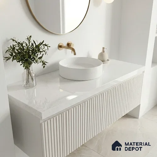 Belina Quartz QR 00355 Frosted Pearl Mini Jumbo Helsinki Series 10.53 ft x 4.79 ft Quartz - 20 mm | 10 Years and Replacement Warranty | Suitable for Kitchen, Restaurant, Counter Tops, Dining, Reception, office