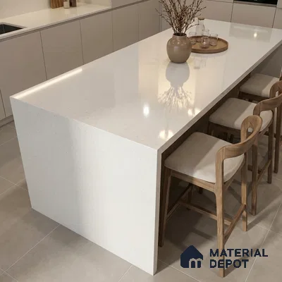 Belina Quartz QR 00355 Frosted Pearl Mini Jumbo Helsinki Series 10.53 ft x 4.79 ft Quartz - 20 mm | 10 Years and Replacement Warranty | Suitable for Kitchen, Restaurant, Counter Tops, Dining, Reception, office